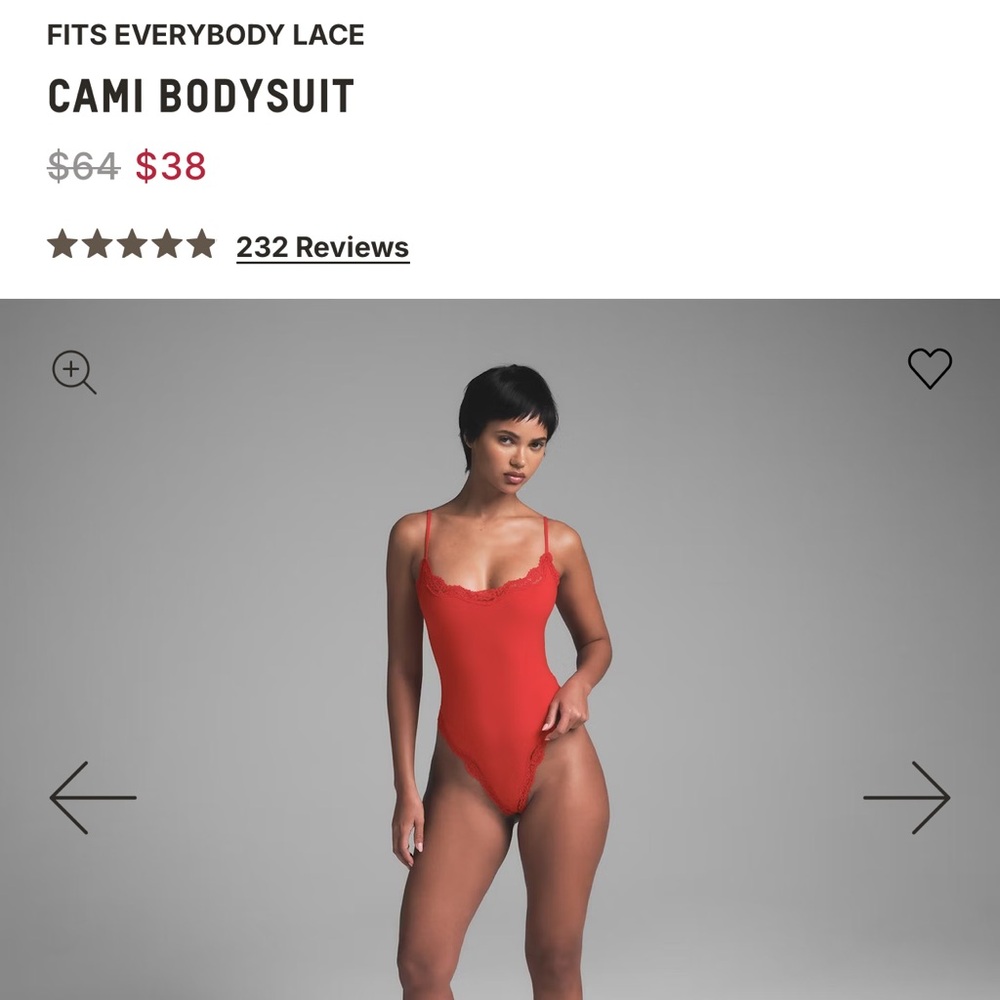SKIMS Red Cami Bodysuit